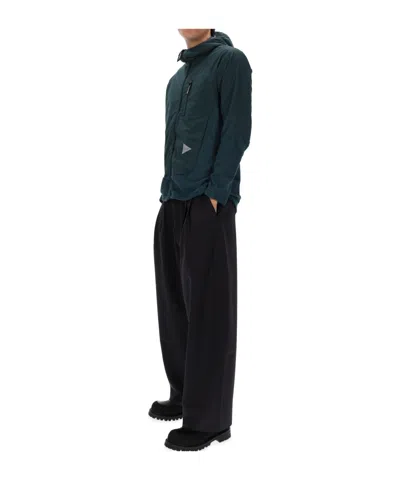 And Wander Green Alpha Direct Polyester Hooded Jacket In Green