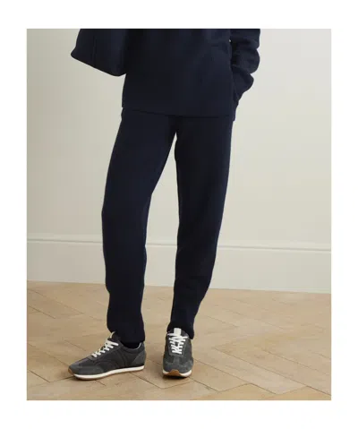 Totême Valais Embroidered Cashmere Tapered Track Pants In Blue