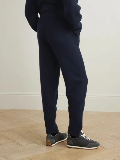 Totême Valais Embroidered Cashmere Tapered Track Pants In Blue