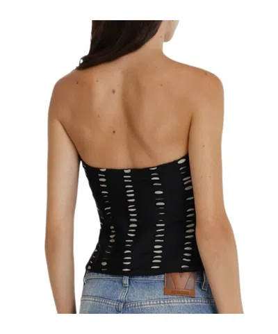Valentino Printed Strapless Silk Chiffon Top In Black