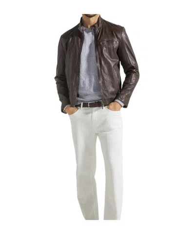 Seventy Zip-front Leather Jacket In Brown