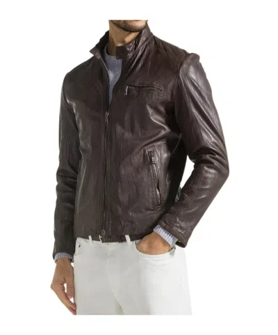 Seventy Zip-front Leather Jacket In Brown