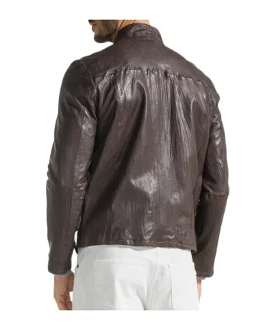 Seventy Zip-front Leather Jacket In Brown