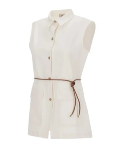 Herno Belted Button-fastened Vest In White