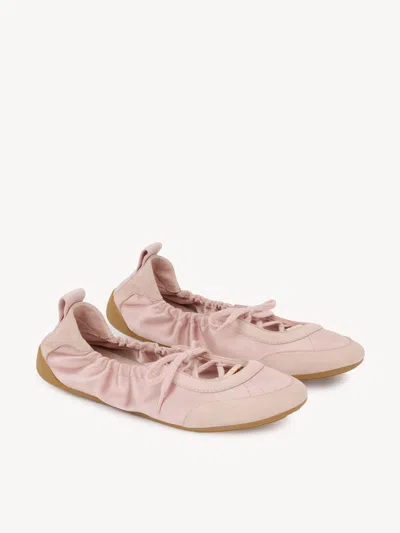 Chloé Kick Leather Ballet Flats Round Toe In Pink