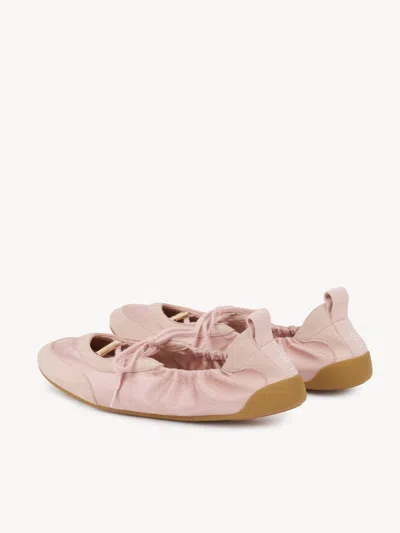 Chloé Kick Leather Ballet Flats Round Toe In Pink
