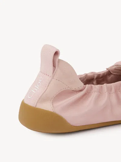 Chloé Kick Leather Ballet Flats Round Toe In Pink