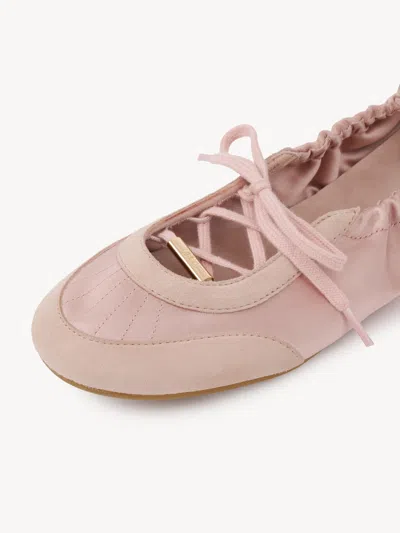 Chloé Kick Leather Ballet Flats Round Toe In Pink