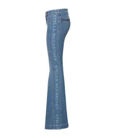 Stella Mccartney Blue Logo-print Flared Jeans In Blue