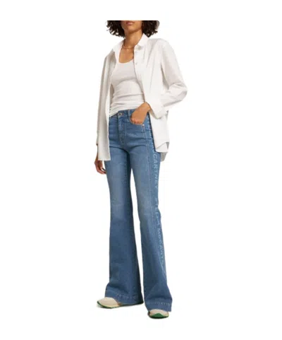 Stella Mccartney Blue Logo-print Flared Jeans In Blue
