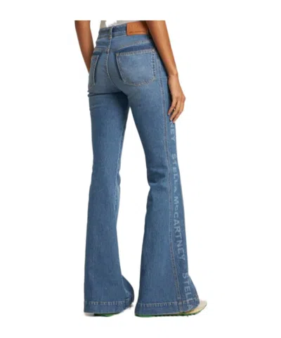 Stella Mccartney Blue Logo-print Flared Jeans In Blue