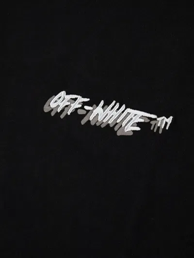 Off-white Crew-neck Cotton T-shirt With Contrasting Logo In Black