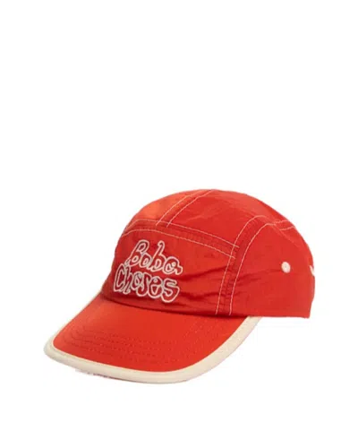 Bobo Choses Embroidered Poly Baseball Hat In Red