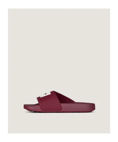 Givenchy Label Flat Mules In Rubber In Red