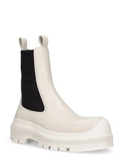 Jil Sander Pull Ring Detail Ankle Boots In White