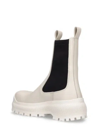 Jil Sander Pull Ring Detail Ankle Boots In White