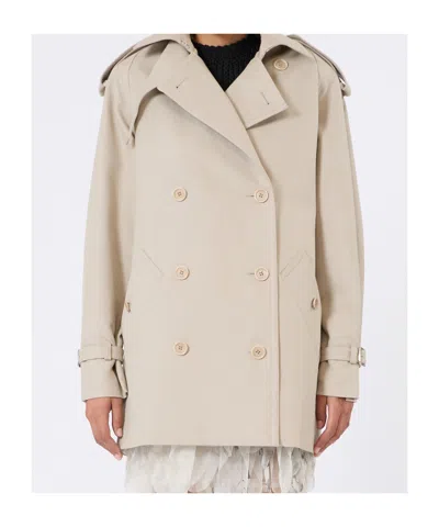Max Mara Short Double Breasted Duster Coat Belt In Neutral
