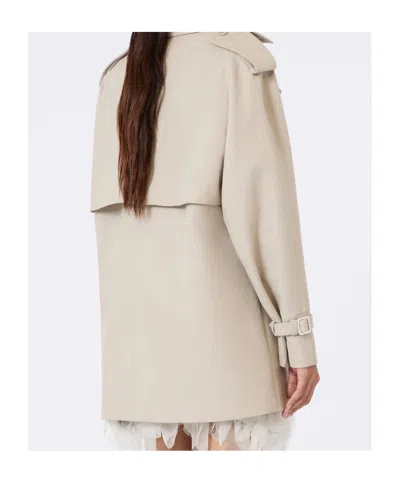 Max Mara Short Double Breasted Duster Coat Belt In Neutral