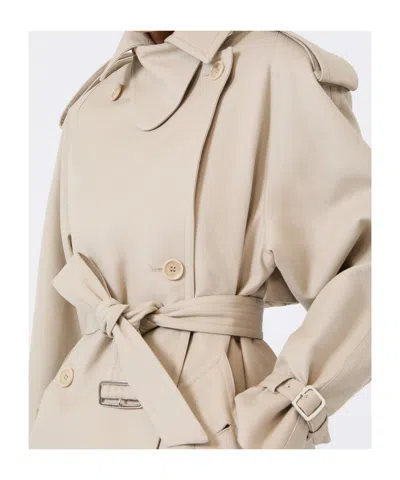 Max Mara Short Double Breasted Duster Coat Belt In Neutral