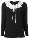 SAINT LAURENT MONOCHROME RUFFLE COLLAR BLOUSE,453818Y102W11823237