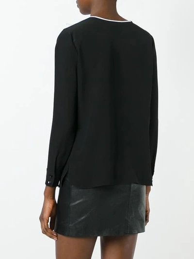 Shop Saint Laurent Monochrome Ruffle Collar Blouse In Black