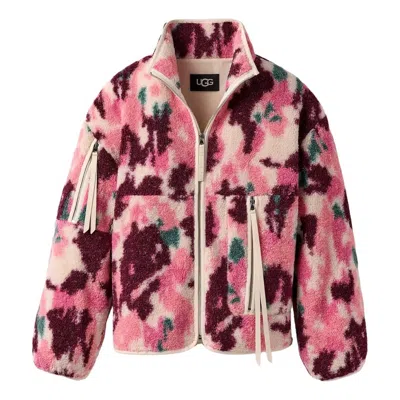 Ugg Marlene Splatter Jacket Coat Abstract : Lg, Polyester In Pink