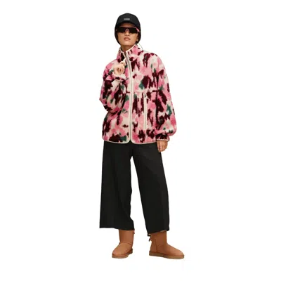 Ugg Marlene Splatter Jacket Coat Abstract : Lg, Polyester In Pink