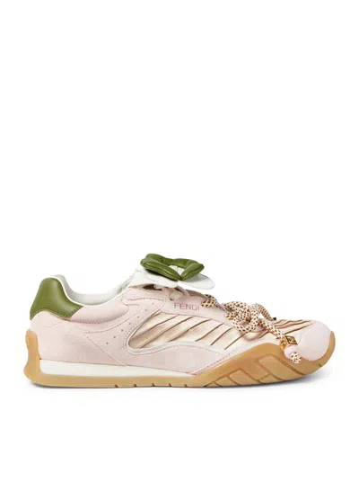 Fendi Wave Pulse Suede Sneakers With Satin Inserts In Multi