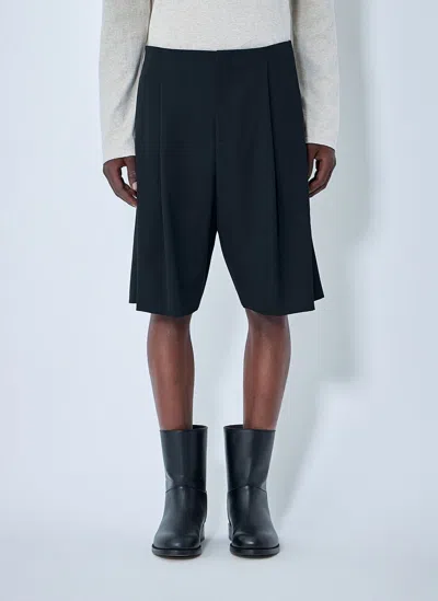 The Row Black Wool Sayed Bermuda Shorts In Black