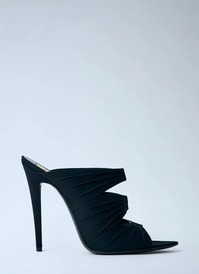 Saint Laurent Emilie 110 Crystal Embellished Satin Mules In Black