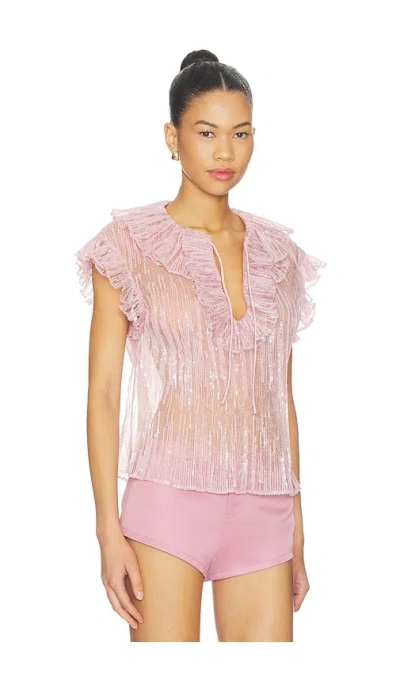 Aknvas Este Ruffle Top In Pink