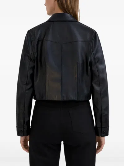 Stand Studio Buttoned Leather Jacket In Black
