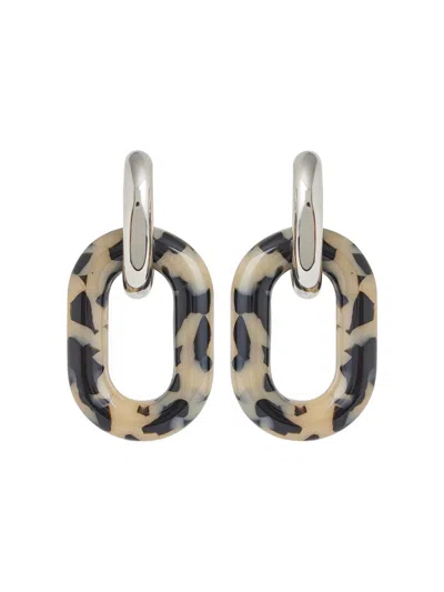 Rabanne Xl Link Patterned Earrings In Brown