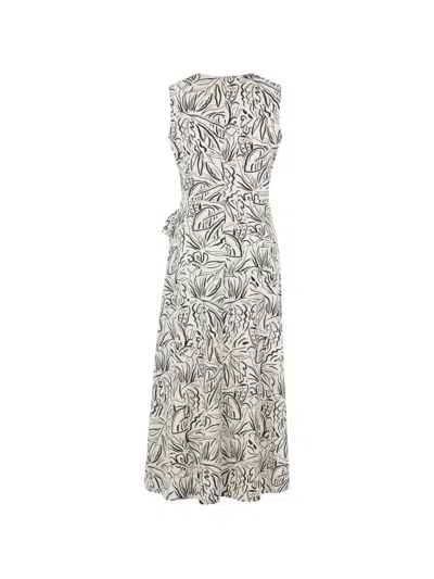 Aspesi Floral-print Midi Dress In Gray