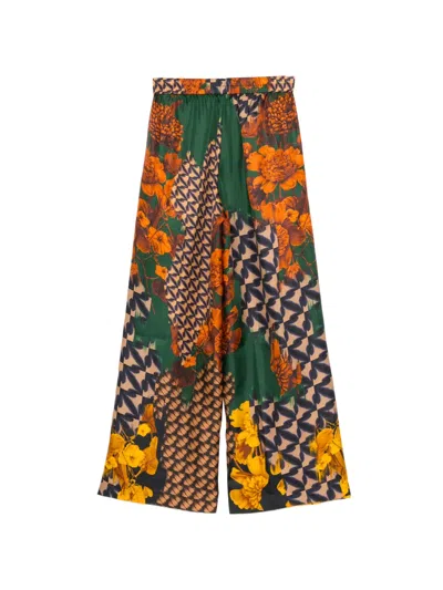 Biyan Printed Silk Trousers In Multi