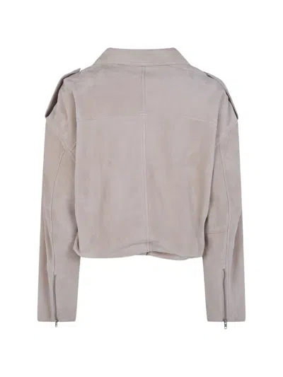 Drhope Suede Bikers Jacket In Gray