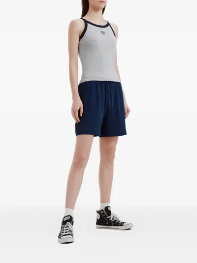 Chocoolate Drawstring Embroidered Shorts In Blue