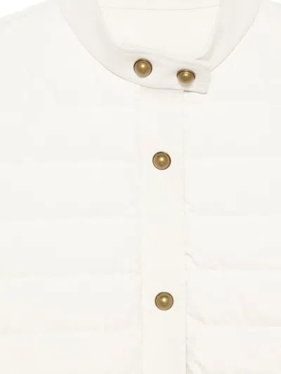 Moncler Quilted Button Jacket In White