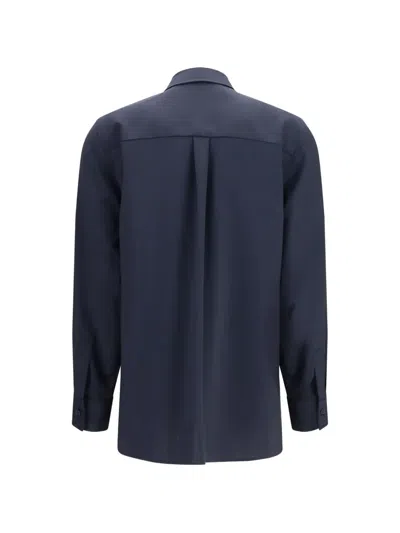 Cruna Blue Structured Flap Pocket Cotton Overshirt In Blue