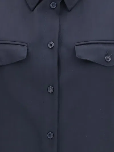 Cruna Blue Structured Flap Pocket Cotton Overshirt In Blue