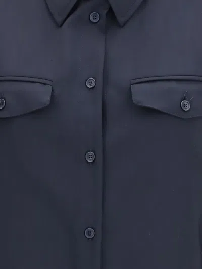 Cruna Blue Structured Flap Pocket Cotton Overshirt In Blue