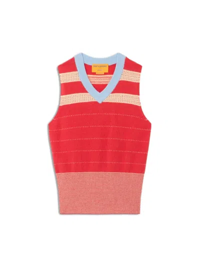 Guest In Residence Collegiate Stripe Vest In Red