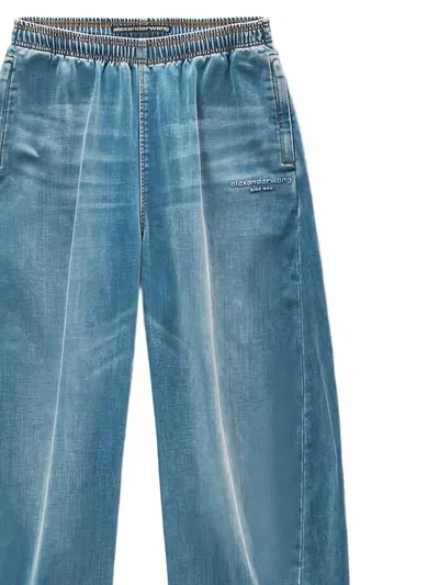 Alexander Wang Elastic Drawstring Sweatpant In Blue