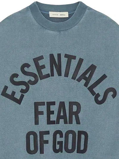 Essentials Blue Relaxed Oversized Arched Logo Sweatshirt In Blue