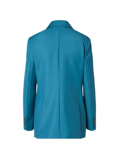 Max Mara Turquoise Wool-blend Double-breasted Jacket In Blue