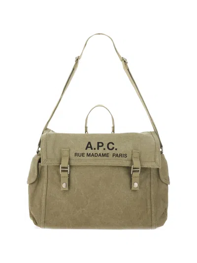 A.p.c. Shoulder Bag Logo Adjustable Strap Top Handle In Green