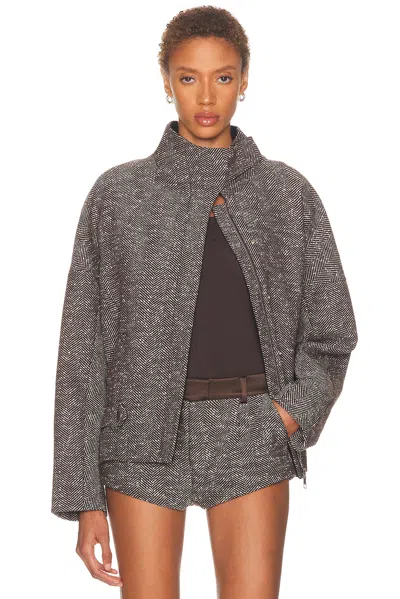 Entire Studios Contrast Aviator Jacket In Gray