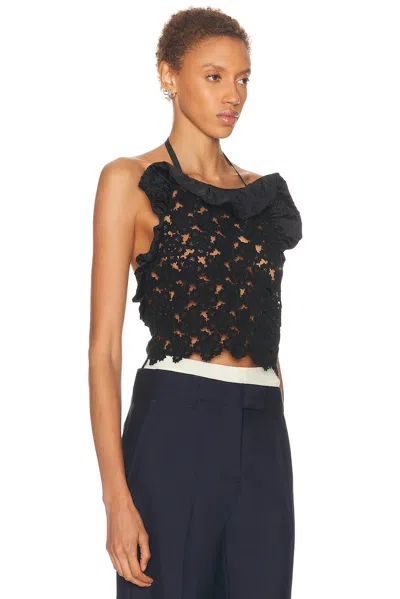 Miu Miu Macramé Pinafore Top In Black