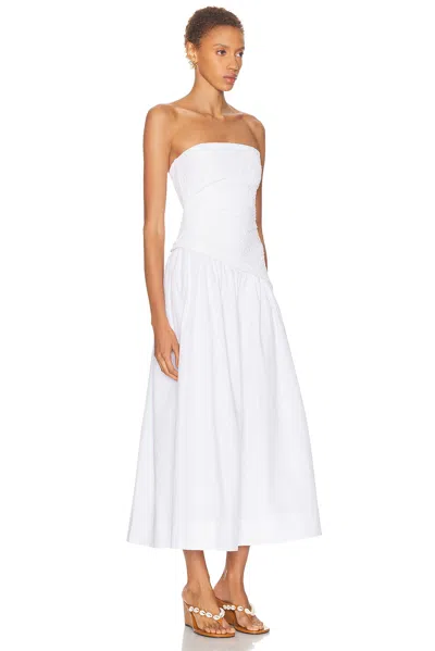Staud Nia Strapless Seersucker Maxi Dress In White
