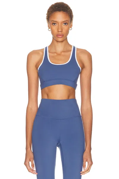Varley Womens Bijou Blue Freesoft Selma Scoop-neck Sports Bra In Brown